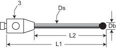 M2 - M2 Stylus - Db=6mm ruby, Ds=3mm-G, L1=100mm, L2=93mm, D=3mm - CMMshop.ca