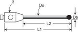 M2 - M2 Stylus, Db=8mm Ruby, Ds=3mm-G, L1=80mm, L2=73mm, D=3mm - CMMshop.ca