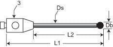 M2 - M2 Stylus - Db=5mm ruby, Ds=2.5mm-G, L1=32.5mm, L2=26.5mm, D=3mm - CMMshop.ca