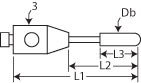M2 - M2 Stylus - Db=4mm dia ruby cylinder with full radius end, L1=22mm, L2=17mm, L3=10mm, D=3mm - CMMshop.ca