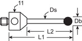 M5 - Extended Length M5 , Db=2.5 ,Ds=1.5 ,L1=31 ,L2=22 , D=11mm - CMMshop.ca