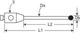 M2 - M2 Stylus,Db=8mm SN,Ds=3mm-G,L1=50mm,L2=43mm,D=3mm - CMMshop.ca