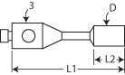 M2 - M2 Stylus - Db=3mm dia SS cylinder with flat end, L1=13mm, L2=4mm, D=3mm - CMMshop.ca